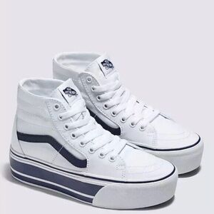 NWOB VANS SK8 HI PLATFORM WHITE/Dark Blue